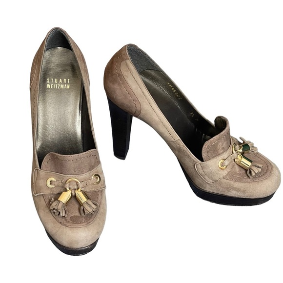 Authentic Stuart Weitzman Tassup Platform Pumps suede size 7 1/2 M - Picture 3 of 14
